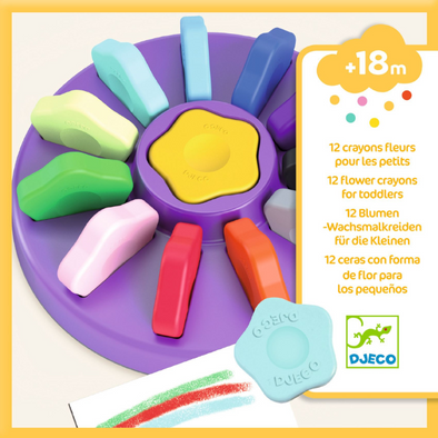 12 Flower Crayons for Toddlers